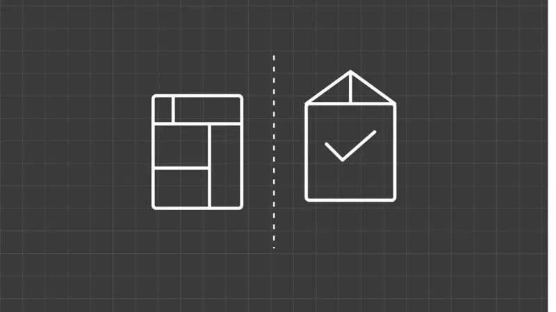 A blueprint-style illustration of a custom-built tool next to a ready-made one