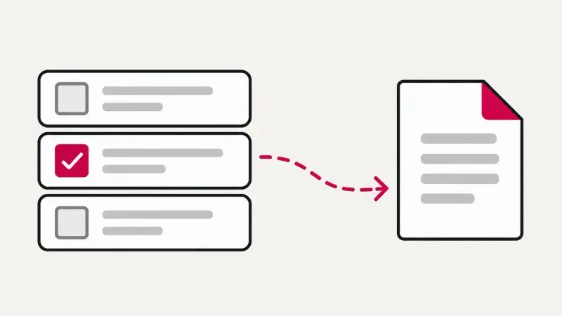 A checklist flow leading to a document.